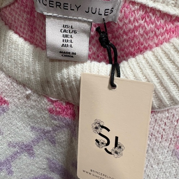 Sincerely Jules Pink and Purple Patterned Sweater - Picture 3 of 3